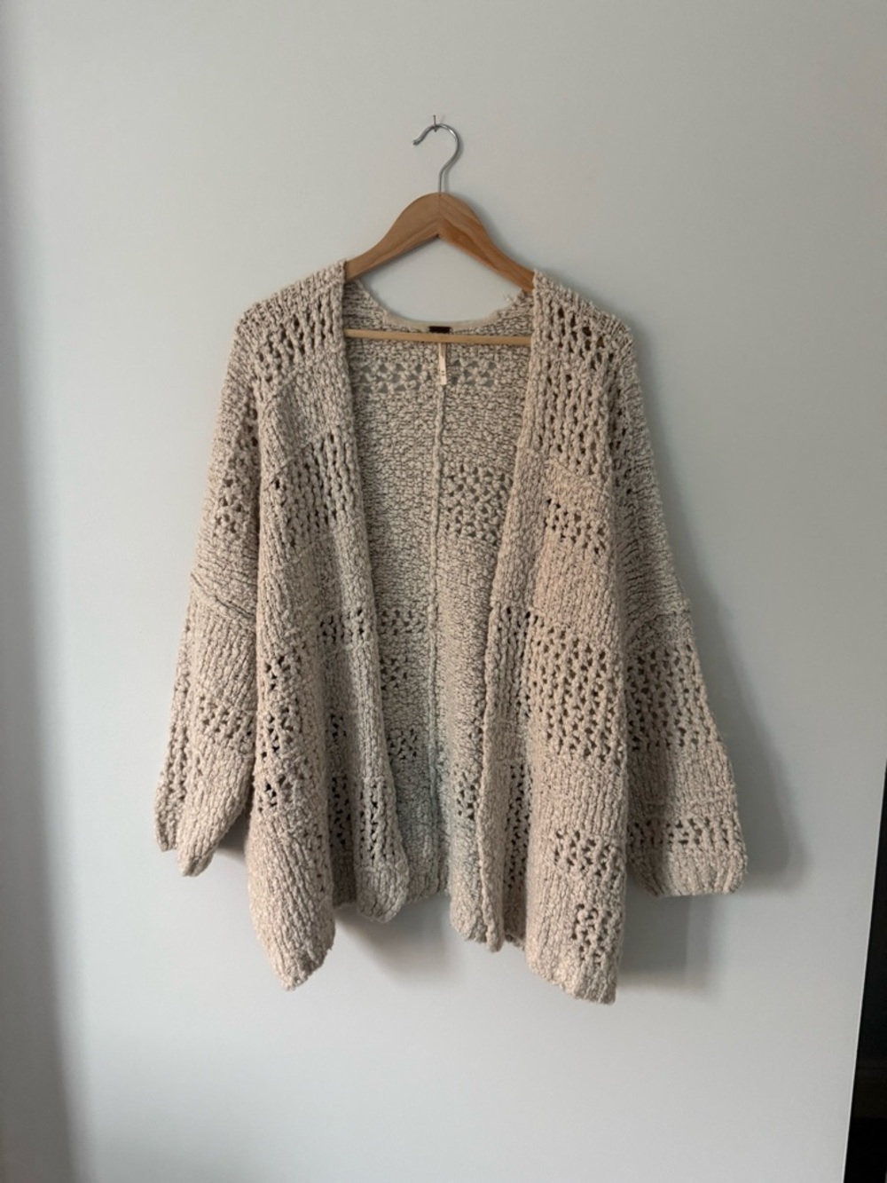 Free People Chunky Open-Weave Bone Cardigan